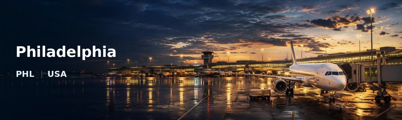 Philadelphia Flughafen-Titelbild mit IATA-Code