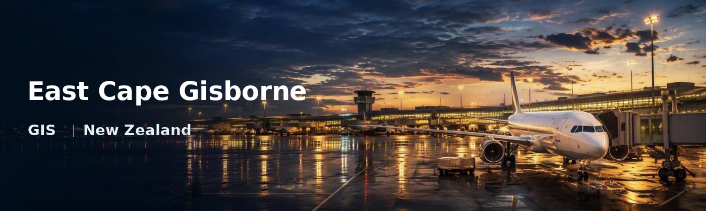 East Cape Gisborne Flughafen-Titelbild mit IATA-Code