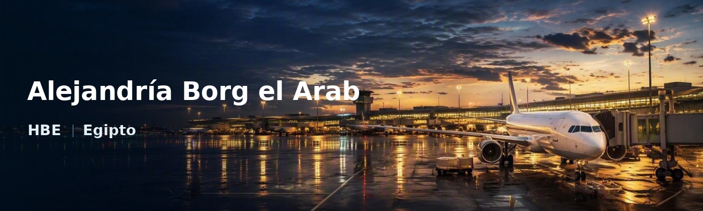 Alejandría Borg el Arab Flughafen-Titelbild mit IATA-Code