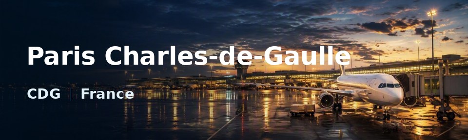 Paris Charles-de-Gaulle Flughafen-Titelbild mit IATA-Code
