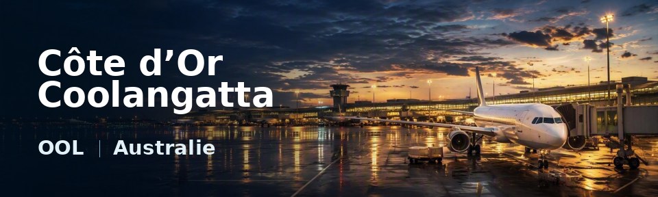 Côte d&rsquo;Or Coolangatta Flughafen-Titelbild mit IATA-Code