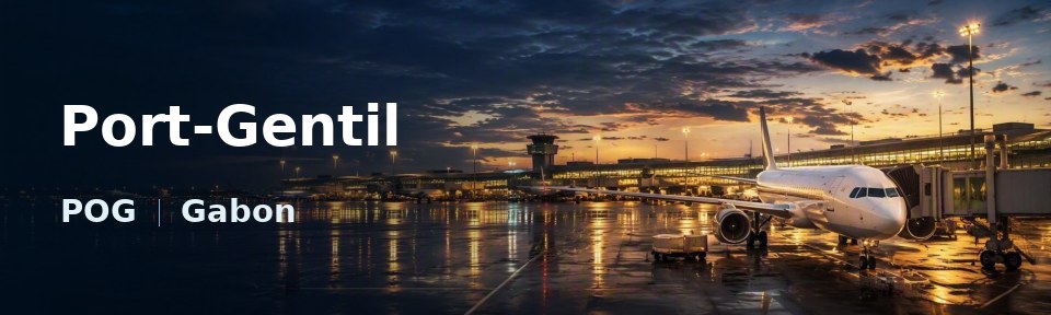 Port-Gentil Flughafen-Titelbild mit IATA-Code